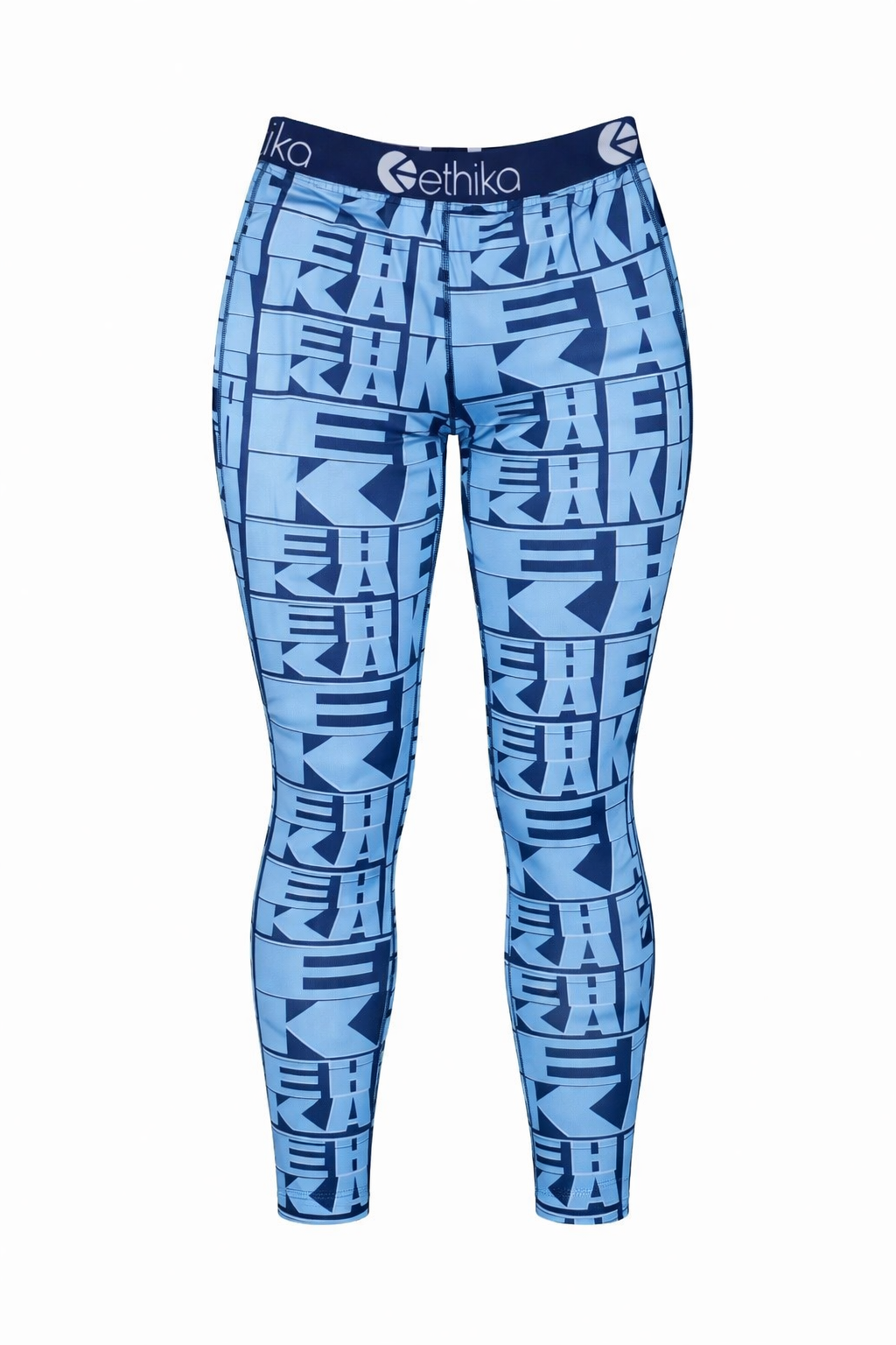 Women's Printed Leggings – Blue Logo Block Multi