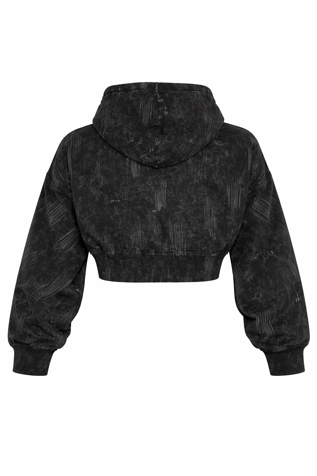 Women's Zip Crop Hoodie Black Wash