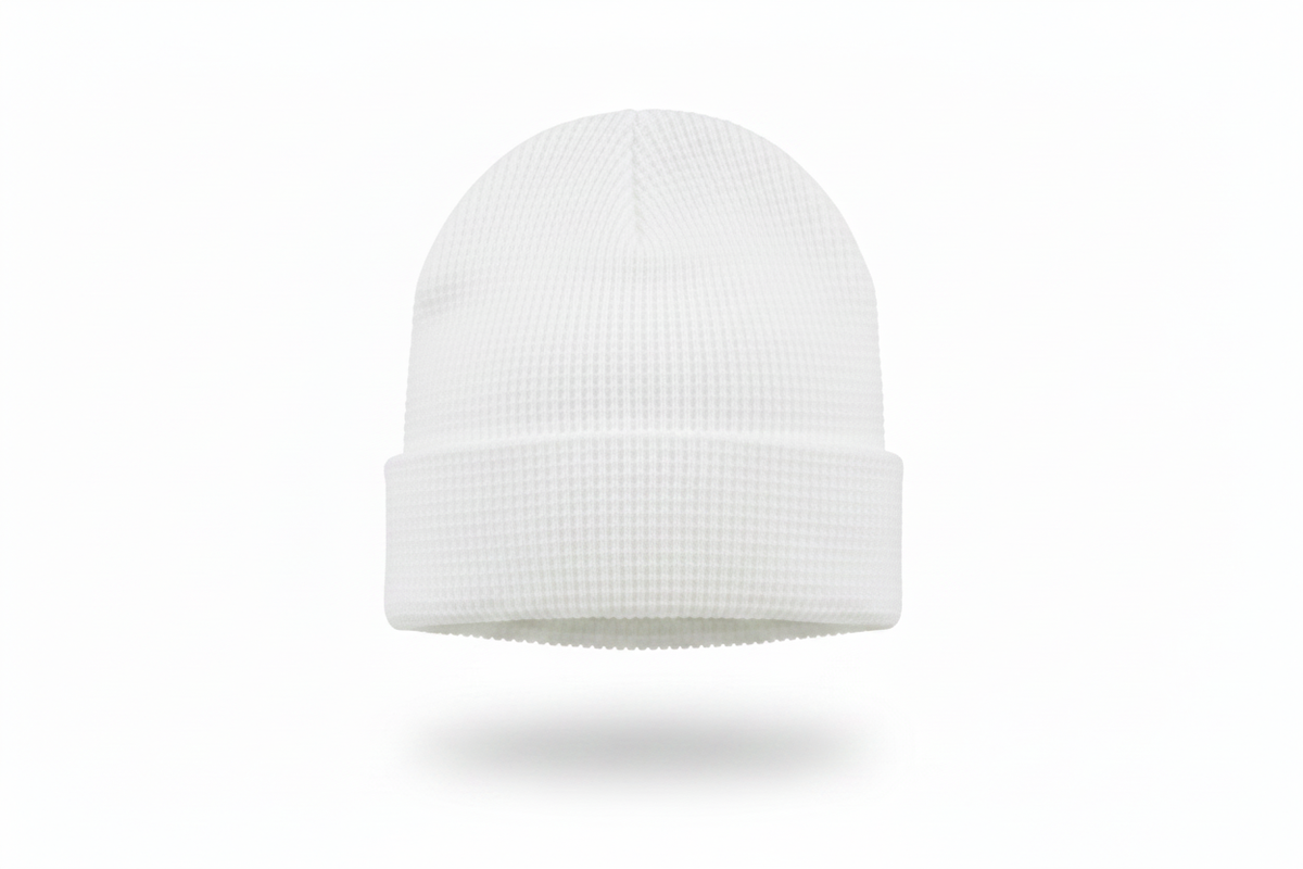 Waffle Knit Beanie White – No Label