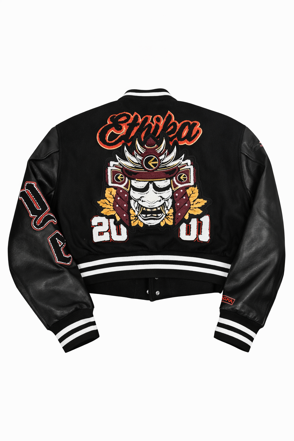 Women's Cropped Varsity Jacket Black Multi
