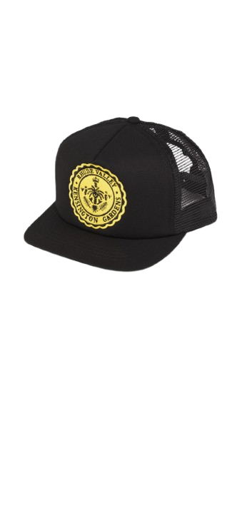 Rhude Collegiate Cotton Trucker Hat - Black - Front View