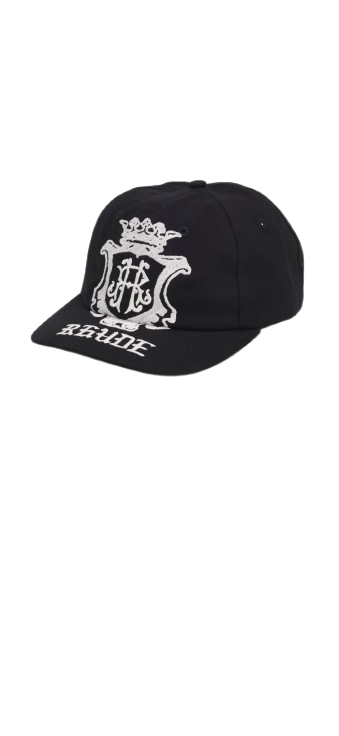 Rhude Grand Cru Crest Curved Brim Hat - Black - Front View