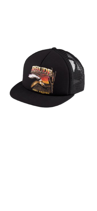 Rhude Mesa Stallion Trucker Hat - Black - Front View