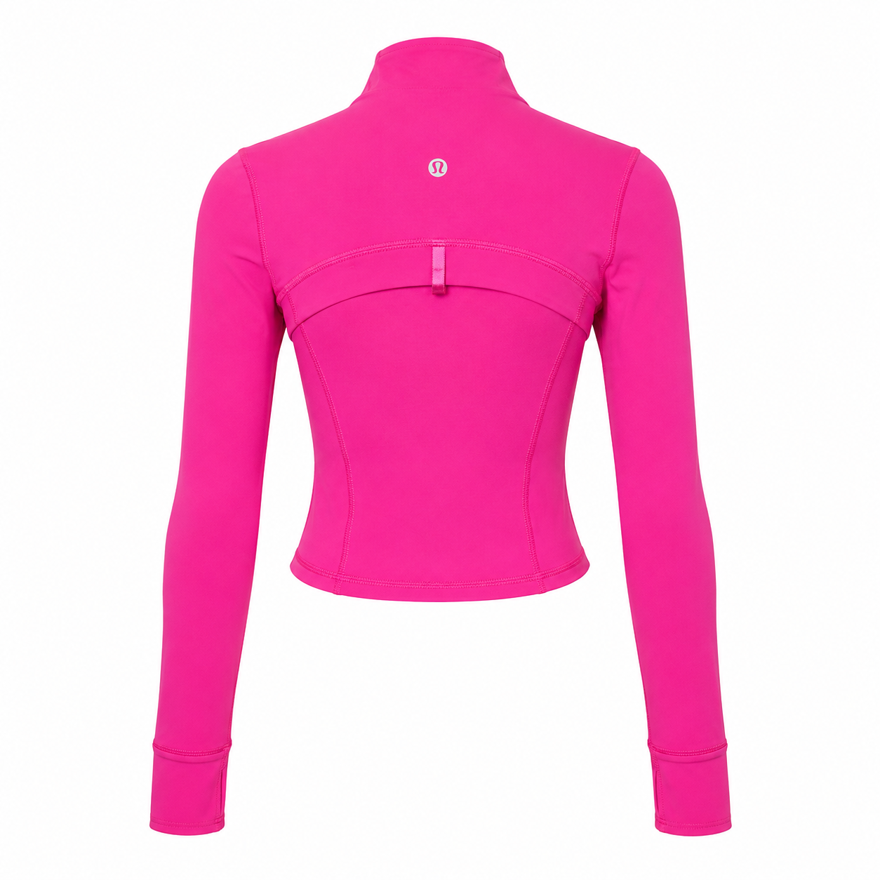 Lululemon pink crop zip jacket back view with locker loop