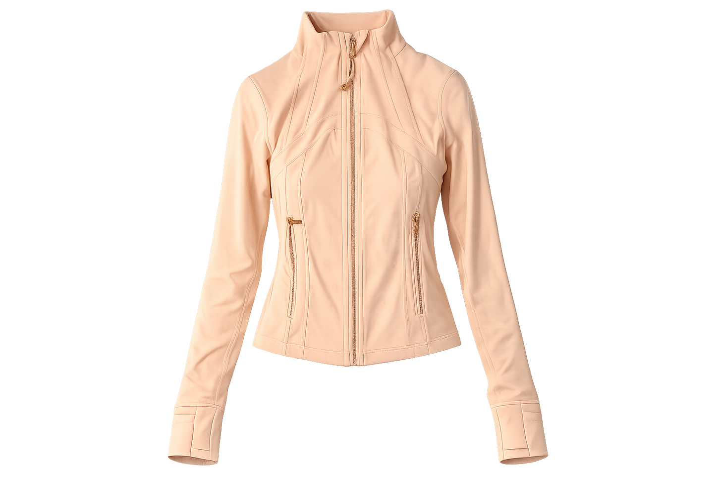 Lululemon Women's Peach Cropped Zip Jacket with Gold Accents