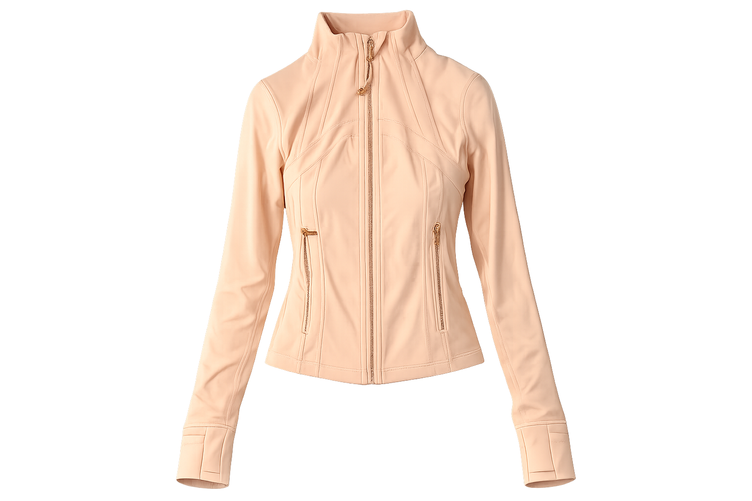 Lululemon Women's Peach Cropped Zip Jacket with Gold Accents