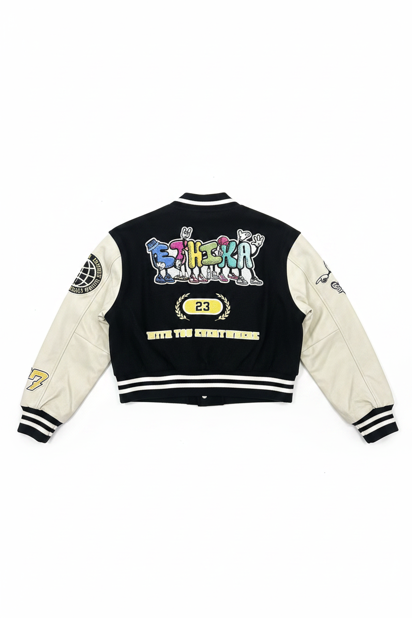 Ethika Cropped Varsity Jacket – Full View