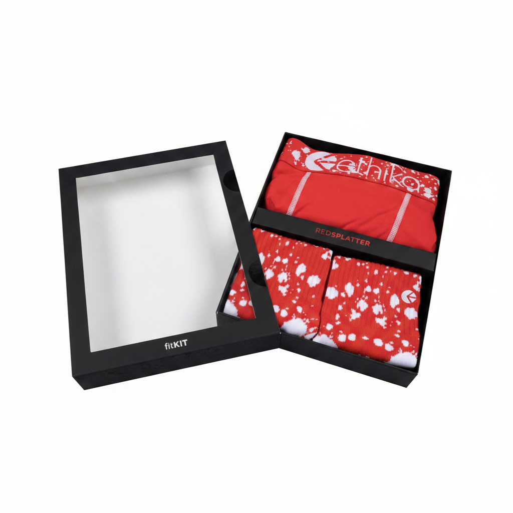 Ethika Red Splatter Fit Kit Open Box - White Background