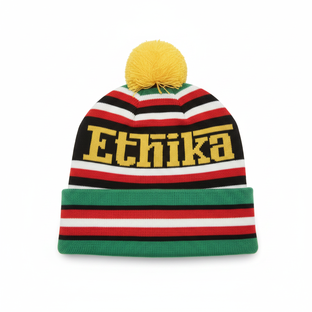 Ethika Sole Pom Beanie - Front White BG