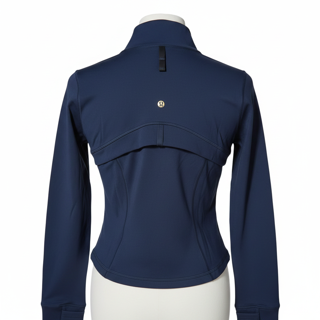 Lululemon Black Crop Zip Jacket Back with Locker Loop - Ghost Mannequin