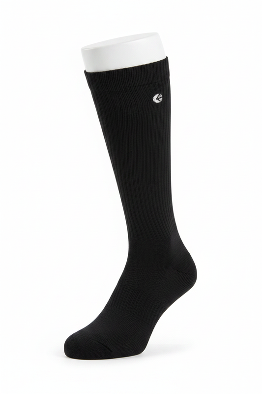 Ethika Knee-High Socks Black front view ghost foot