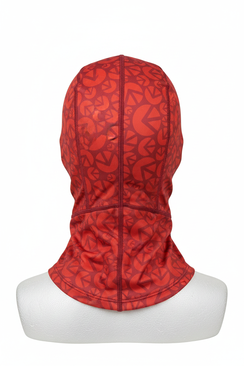 Red geometric shiesty back view ghost mannequin