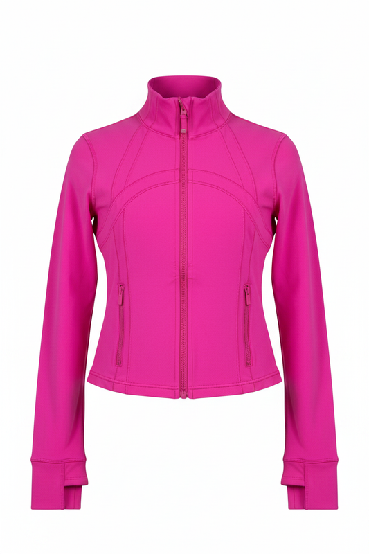 Lululemon pink crop zip jacket front - ghost mannequin