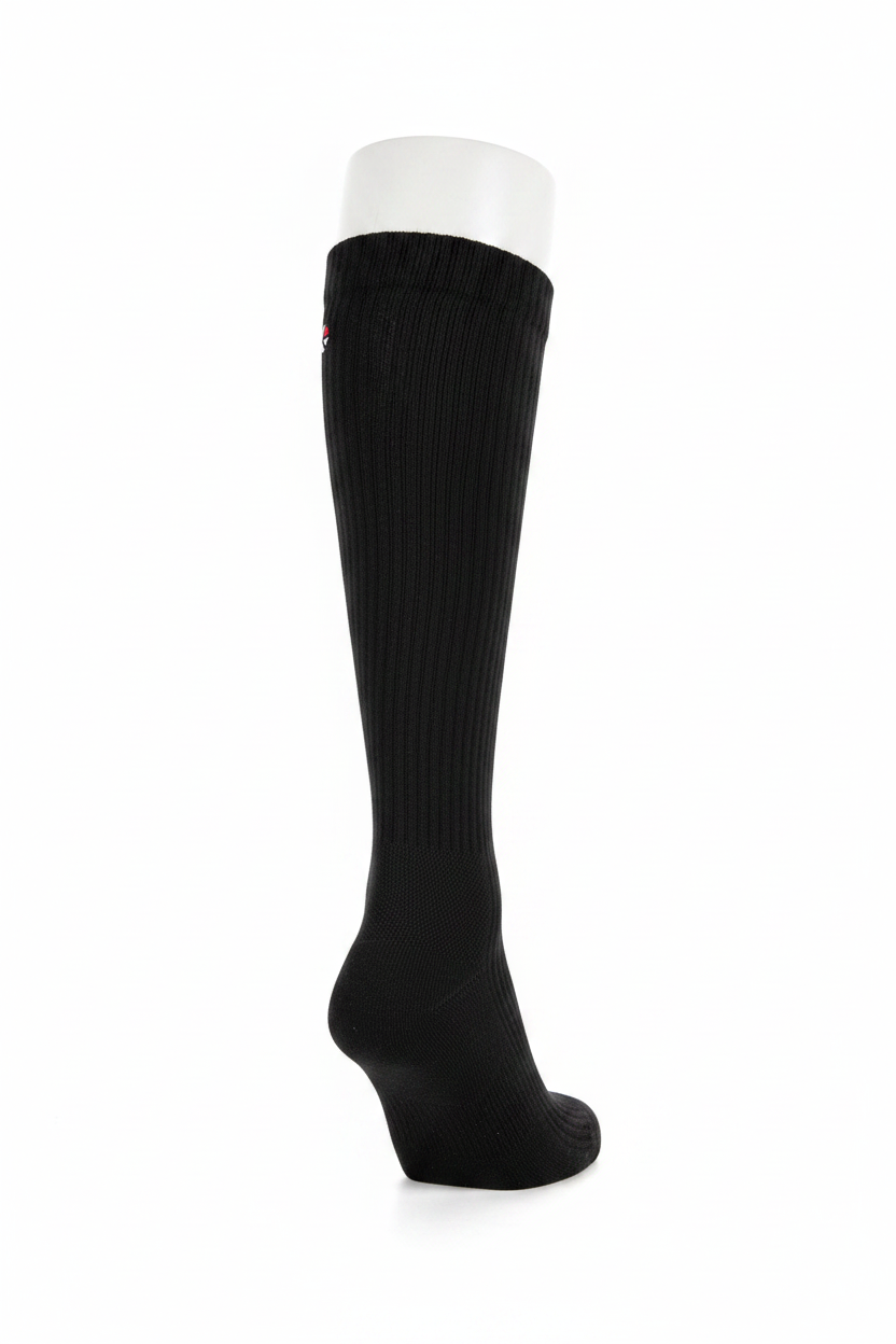 Ethika Knee-High Socks Black side view ghost foot