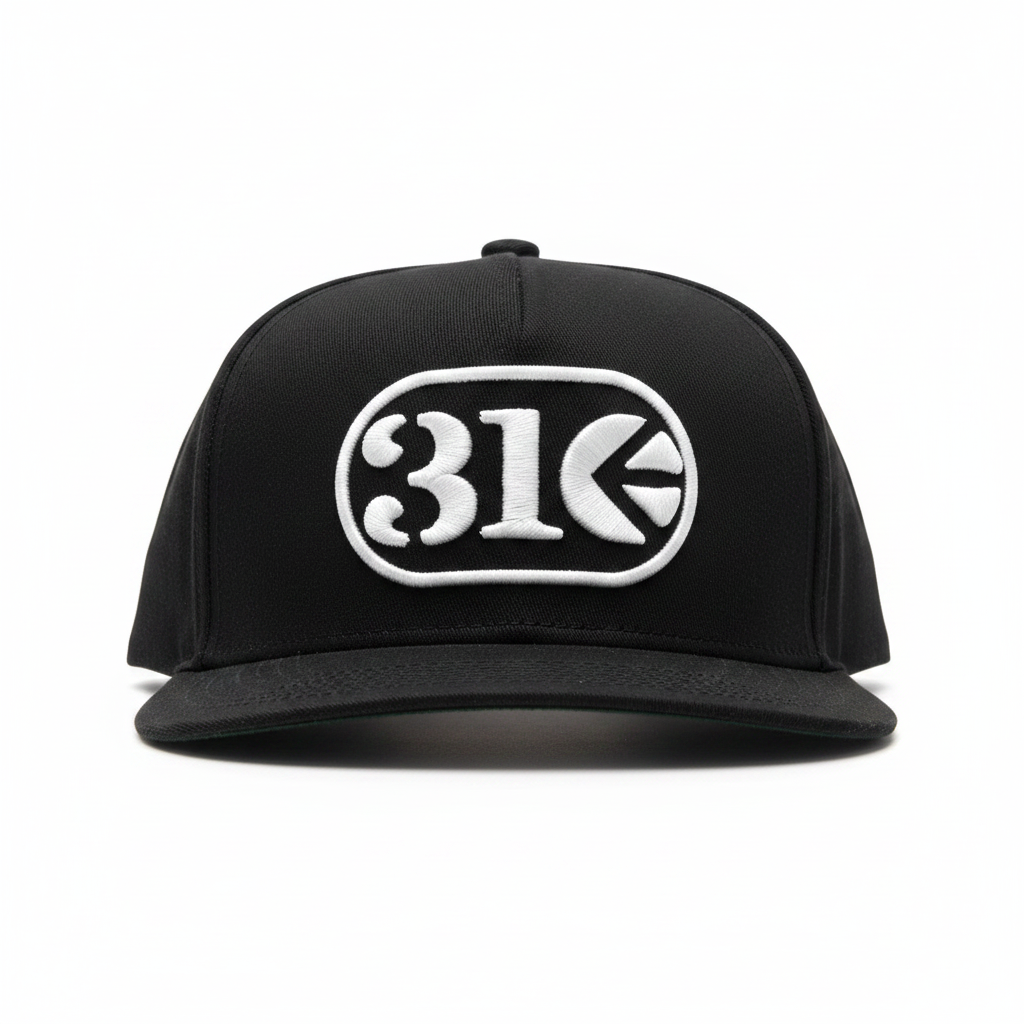 316 Snapback Hat Black - Ghost Mannequin Front