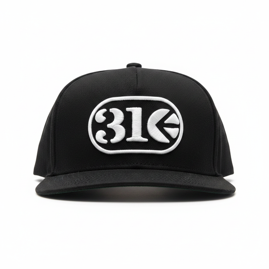 316 Snapback Hat Black - Ghost Mannequin Front