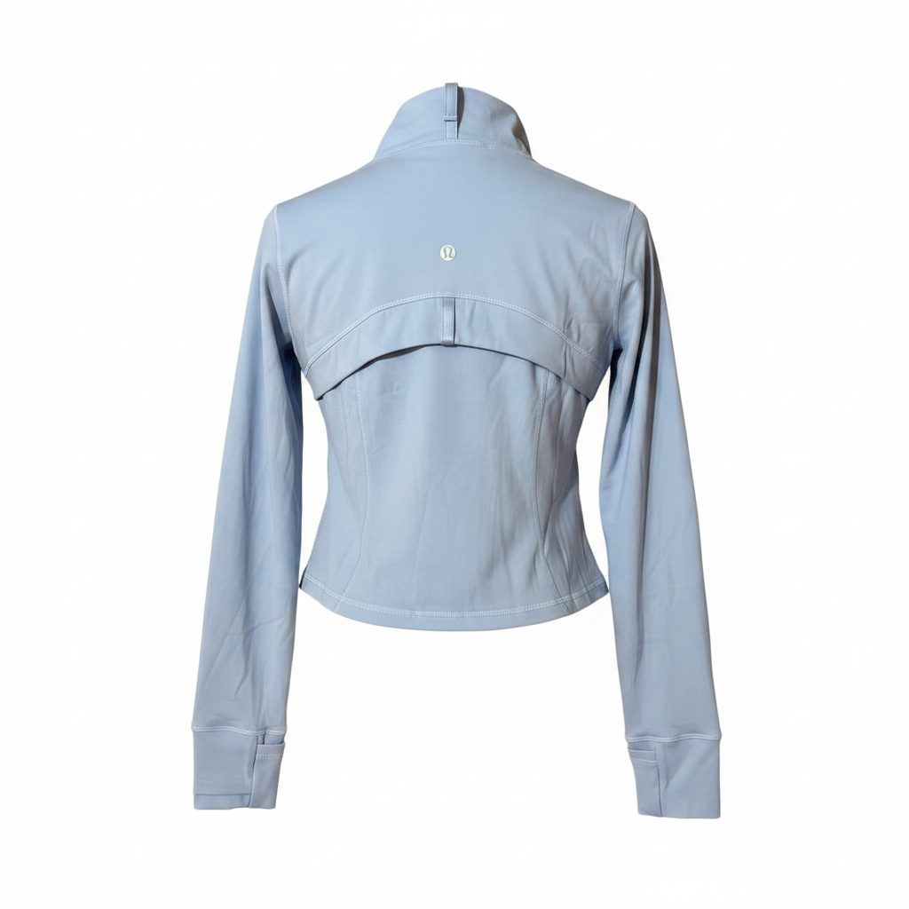 Lululemon Periwinkle Crop Zip Jacket Back with Locker Loop - Ghost Mannequin
