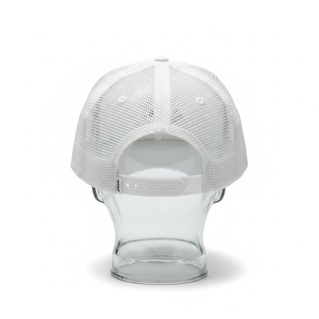 Rhude Trucker Hat White - Ghost Mannequin Back