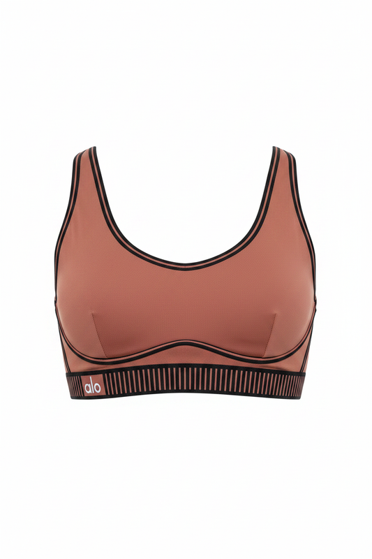 Alo Yoga Rust Sports Bra Ghost Mannequin Front