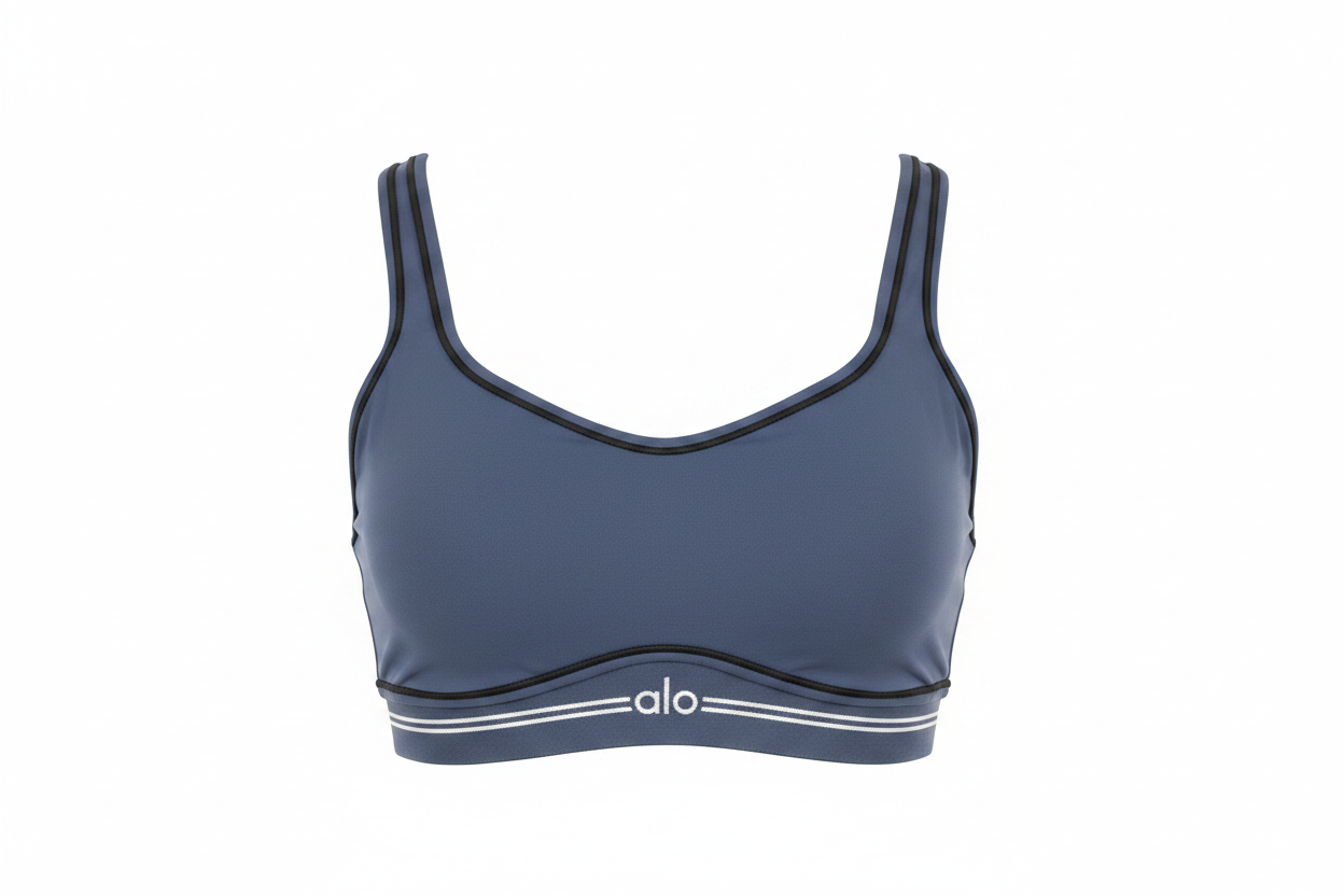 Alo Yoga Slate Blue Sports Bra Front