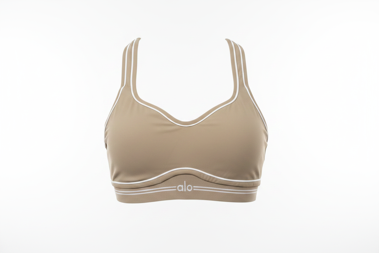 Alo Yoga Khaki Sports Bra Front