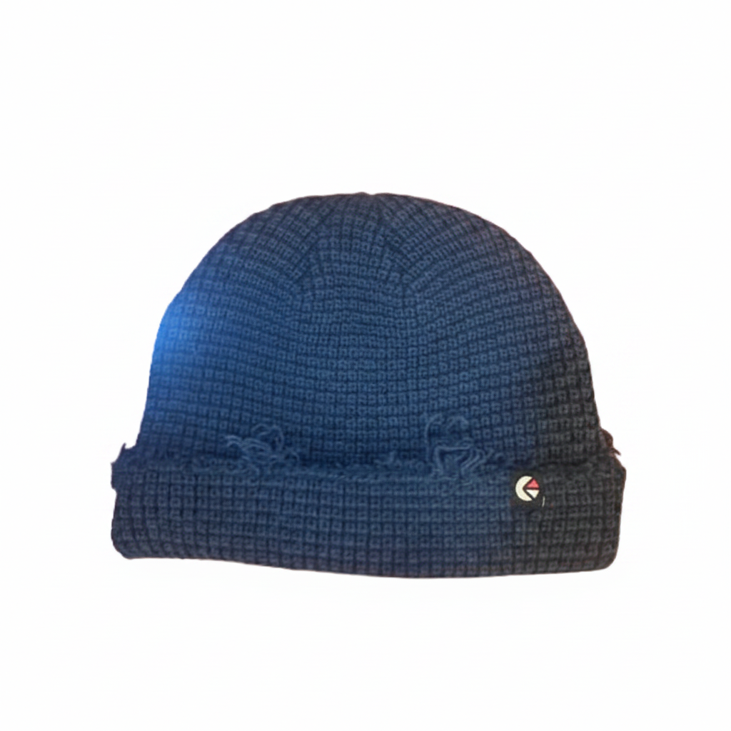 Navy Waffle Beanie - Tag Removed