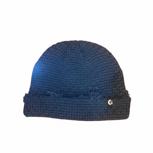 Navy Waffle Beanie - Tag Removed
