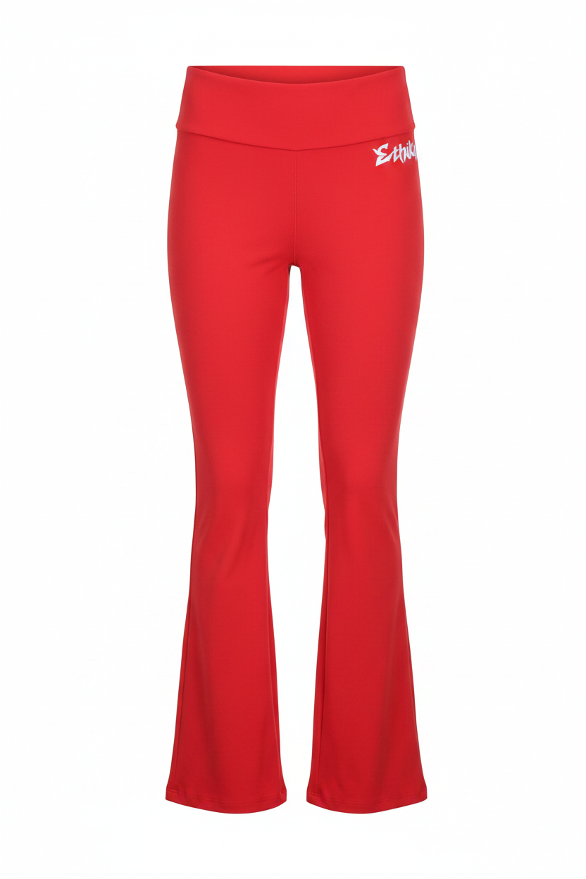 Women's Red Flare Pants - Front