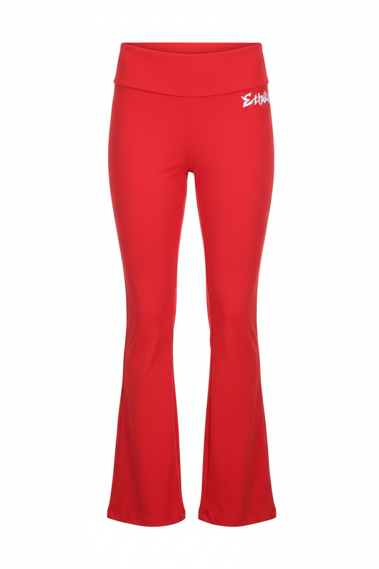 Women's Red Flare Pants - Front
